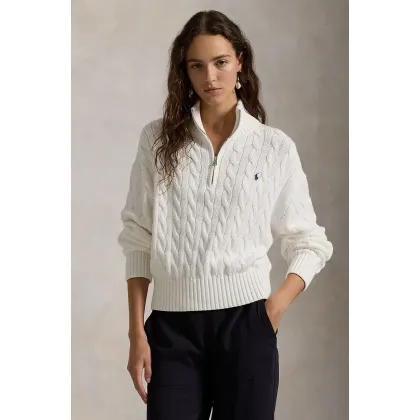 Zdjęcie Polo Ralph Lauren sweter bawełniany kolor biały ciepły 211963467