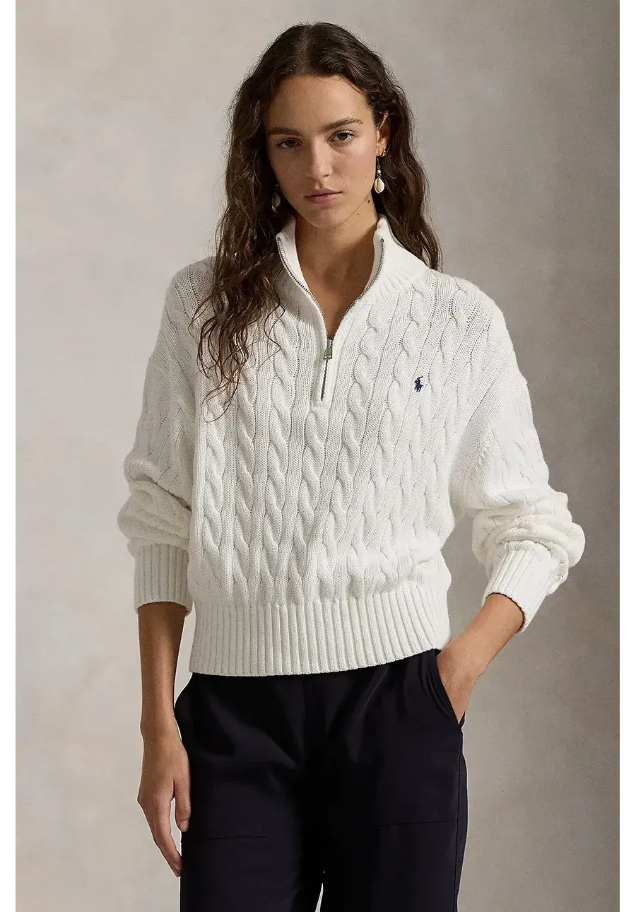 obrazek 1 Polo Ralph Lauren sweter bawełniany kolor biały ciepły 211963467