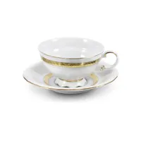 Zdjęcie Piękna porcelanowa filiżanka do herbaty ze spodkiem w stylu nowoczesnym z kolekcji Golden braid – Leander