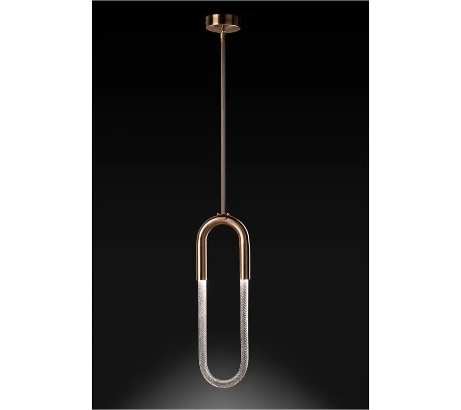 obrazek 1 Owalna lampa wisząca wykonana w połowie z metalu i szkła Murano – Il Paralume Marina