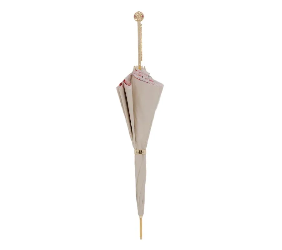 obrazek 2 Stylowy parasol damski w kolorze kości słoniowej i różowym – Pasotti