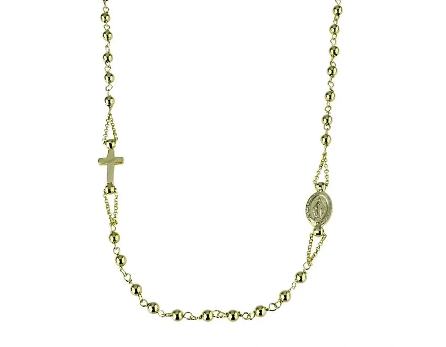 obrazek 1 Łańcuszek różaniec choker z błyszczącymi koralikami 45 cm