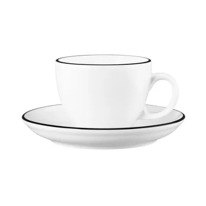 Zdjęcie Stylowa porcelanowa filiżanka do cappuccino zdobiona czarną obwódką - Seltmann Weiden