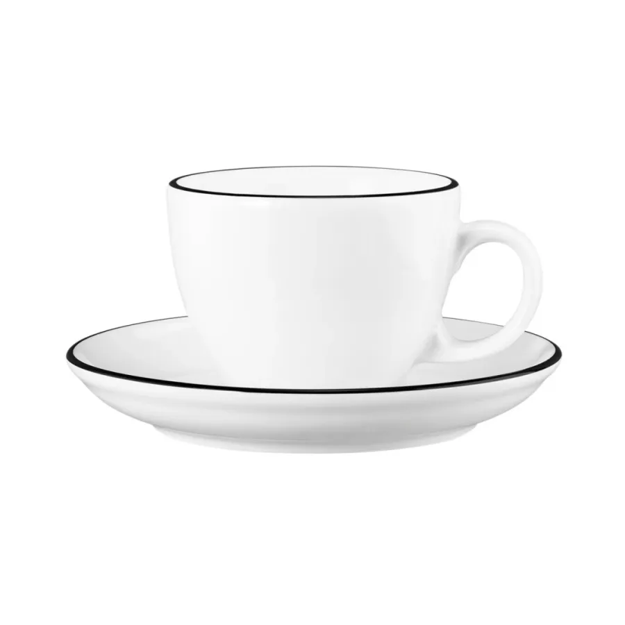obrazek 1 Stylowa porcelanowa filiżanka do cappuccino zdobiona czarną obwódką - Seltmann Weiden