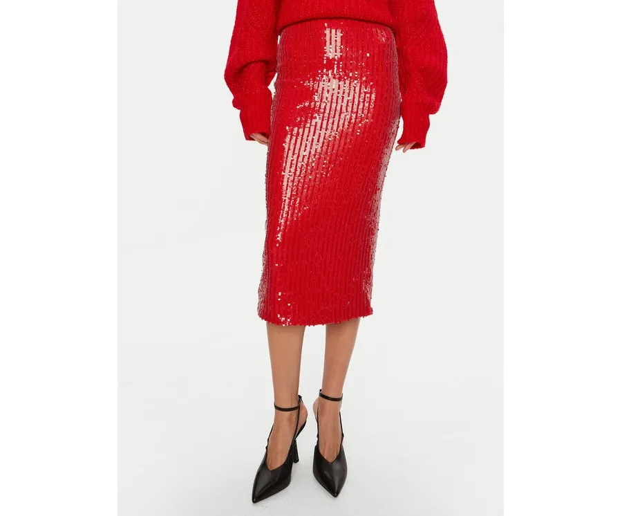 obrazek 1 ROTATE Spódnica ołówkowa Tasha 1131483017 Czerwony Slim Fit