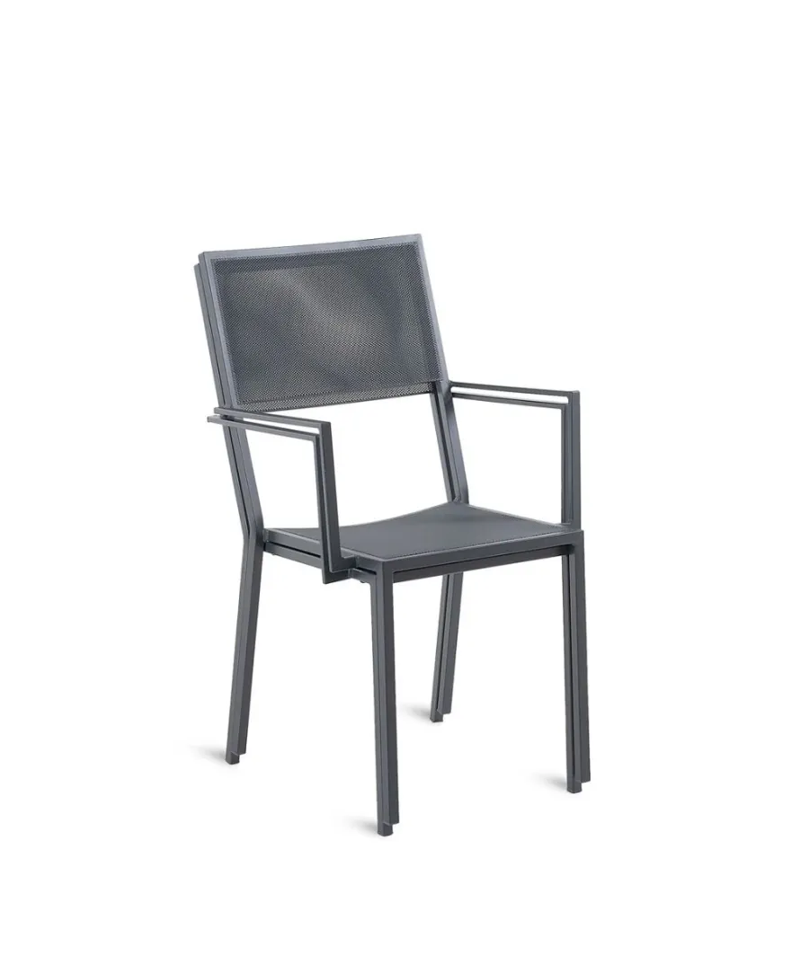 obrazek 2 Minimalistyczny w formie fotel Conrad w kolorze grafitowym do ogrodu i na taras