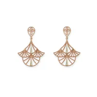 Picture Earrings Silver plated with rose gold Laboratory diamond and pink enamel