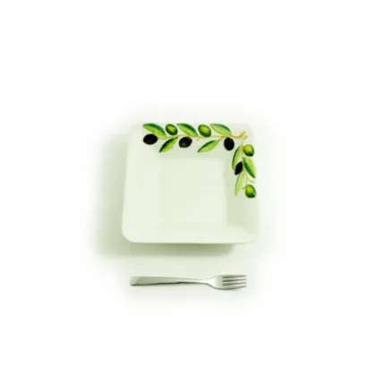 Zdjęcie Mała kwadratowa malowana miska w stylu wiejskim - Le Ceramiche