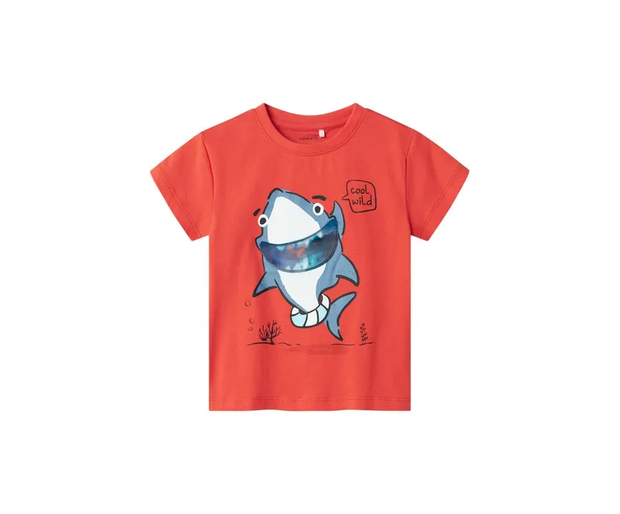 obrazek 1 NAME IT T-Shirt Fish 13241295 Czerwony Regular Fit