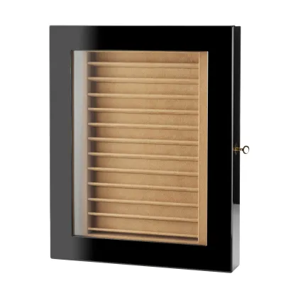 Picture A unique wall-mounted pen display case made of wood and glass