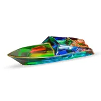 Picture An unusual figurine of a motorboat made of Murano glass