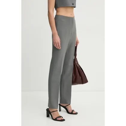 Zdjęcie Nanushka spodnie ERINNA damskie kolor szary proste high waist NW24PFOW18055