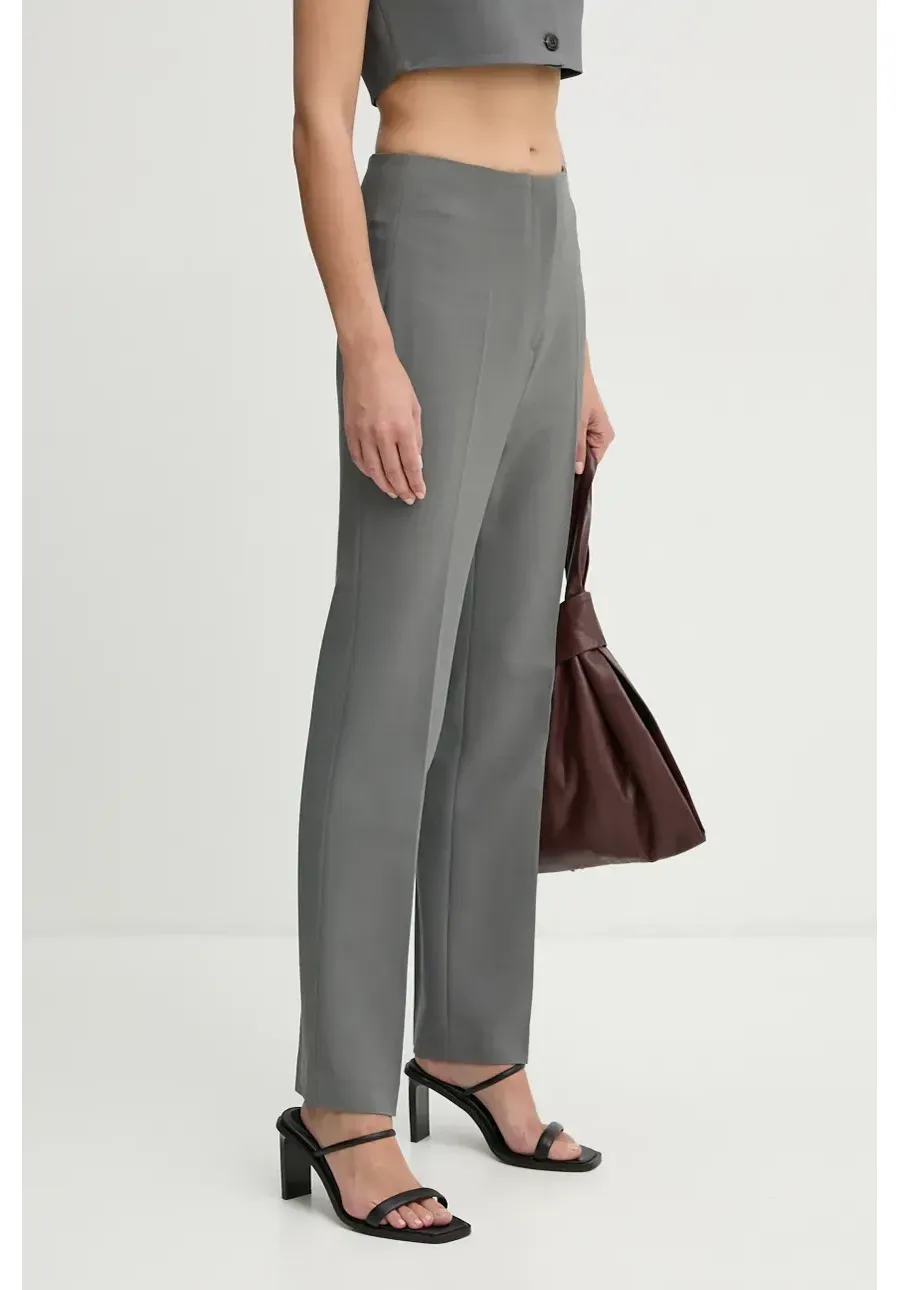 obrazek 1 Nanushka spodnie ERINNA damskie kolor szary proste high waist NW24PFOW18055