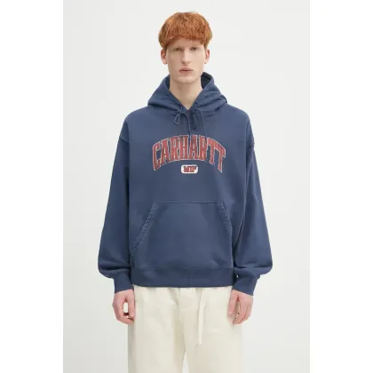 Zdjęcie Carhartt WIP bluza bawełniana dziecięca Hooded Library Sweat męska kolor granatowy z kapturem z nadrukiem I034726.E7GD