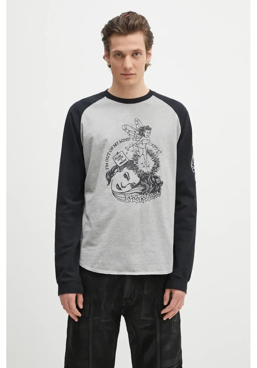 obrazek 1 AMBUSH longsleeve bawełniany Raglan L/S T-Shirt kolor szary z nadrukiem 12115325