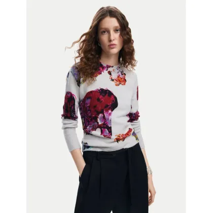 Zdjęcie Desigual Sweter Maxflower 24WWJF53 Szary Regular Fit