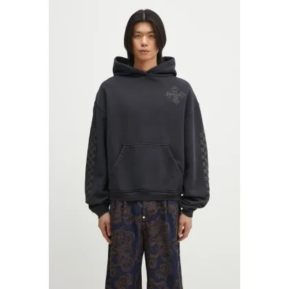 Zdjęcie RHUDE bluza bawełniana Cross Logo męska kolor granatowy z kapturem z nadrukiem RHPS25HO02012