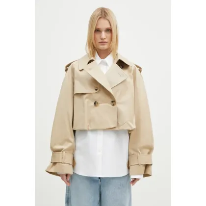 Zdjęcie JW Anderson trencz Cropped Trench Coat damski kolor beżowy przejściowy oversize JK0341.PG1651.031