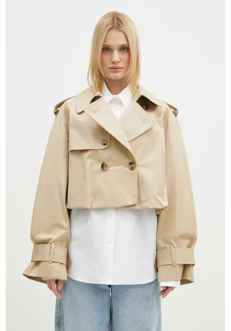obrazek 1 JW Anderson trencz Cropped Trench Coat damski kolor beżowy przejściowy oversize JK0341.PG1651.031