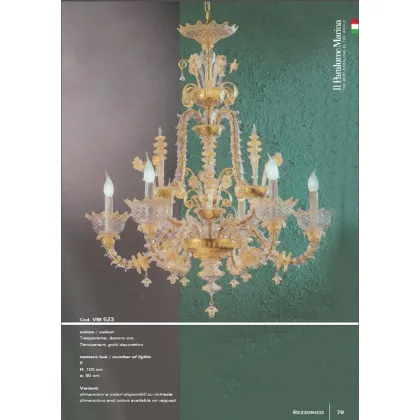 Zdjęcie Luksusowy przezroczysty żyrandol z sześcioma światłami ze złotą dekoracją - Il Paralume Marina