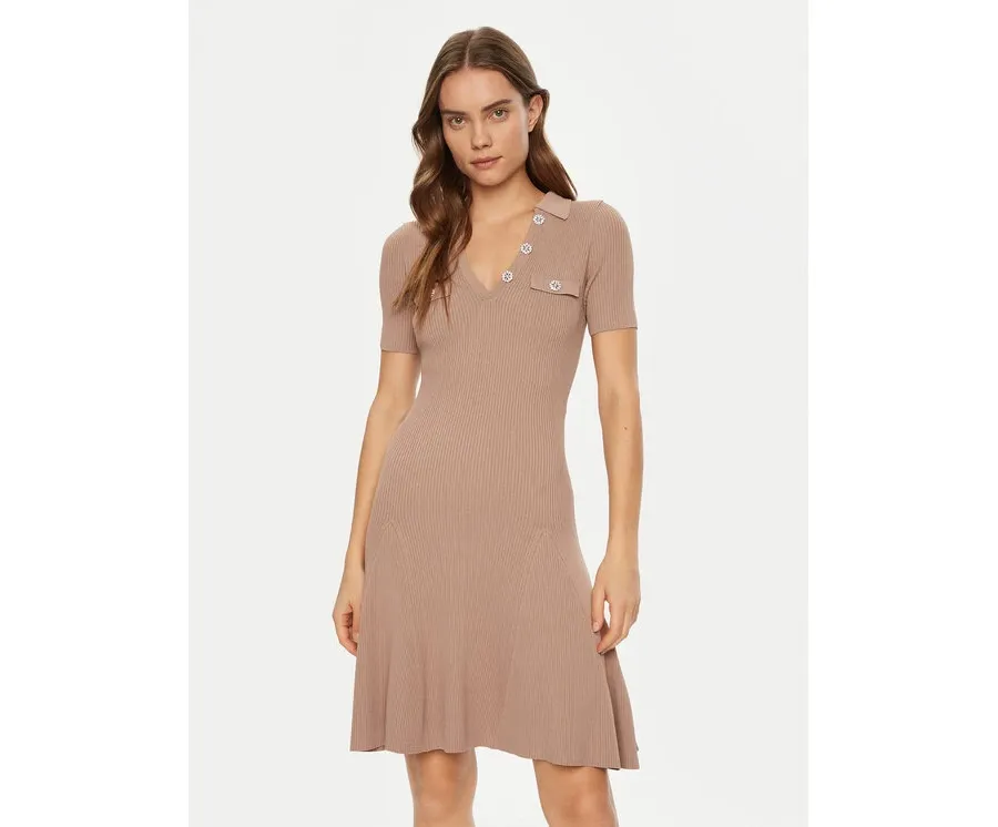 obrazek 1 Guess Sukienka dzianinowa W5RK18 Z2U00 Beżowy Regular Fit