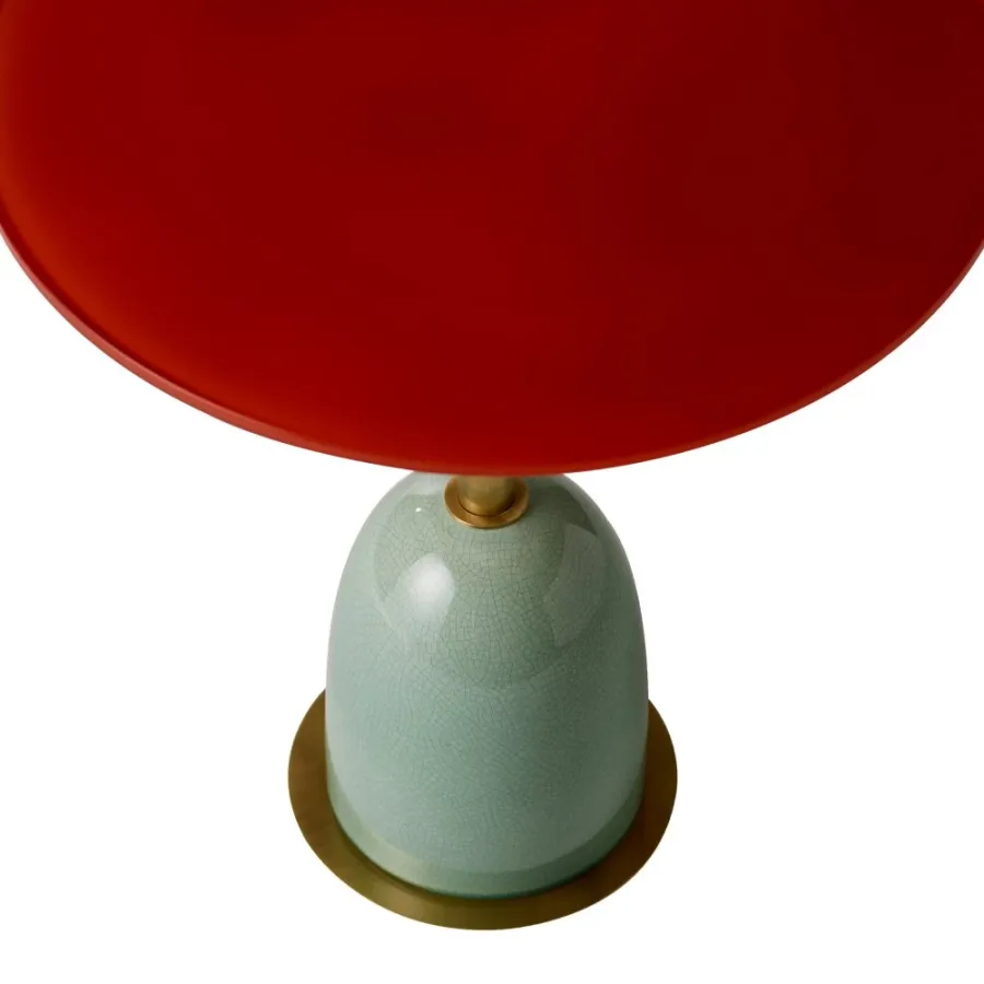 obrazek 3 Okrągły stolik z mosiądzu z malowanym szklanym blatem H.55xDia.50 cm