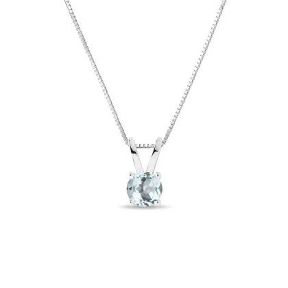 Zdjęcie Naszyjnik z białego złota z okrągłym akwamarynem KLENOTA