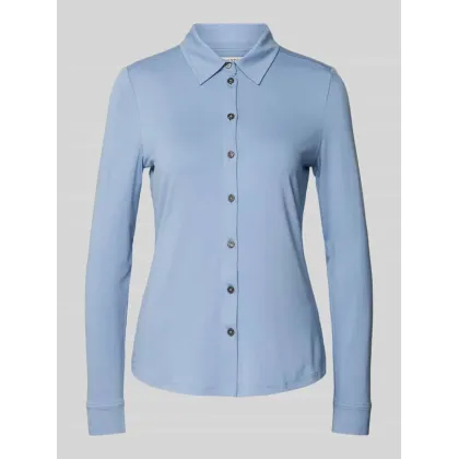 Zdjęcie Bluzka o kroju regular fit z dżerseju z mieszanki wiskozy z długim rękawem i klasycznym kołnierzykiem typu kent