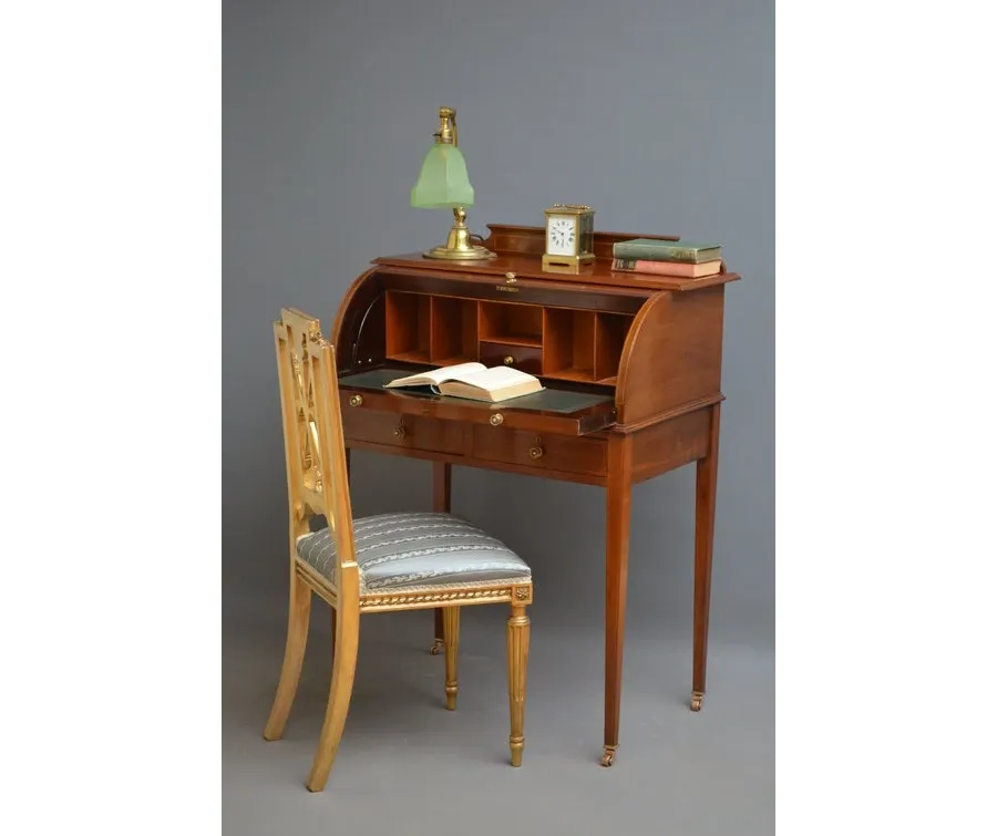 obrazek 6 Bardzo eleganckie edwardiańskie, mahoniowe biurko - antyk z 1900roku