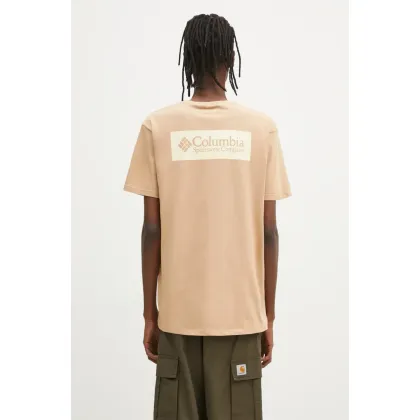 Zdjęcie Columbia t-shirt bawełniany North Cascades męski kolor brązowy z nadrukiem 1834041.