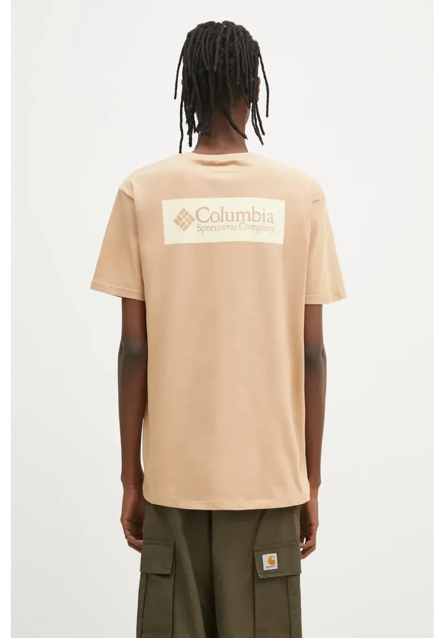 obrazek 1 Columbia t-shirt bawełniany North Cascades męski kolor brązowy z nadrukiem 1834041.