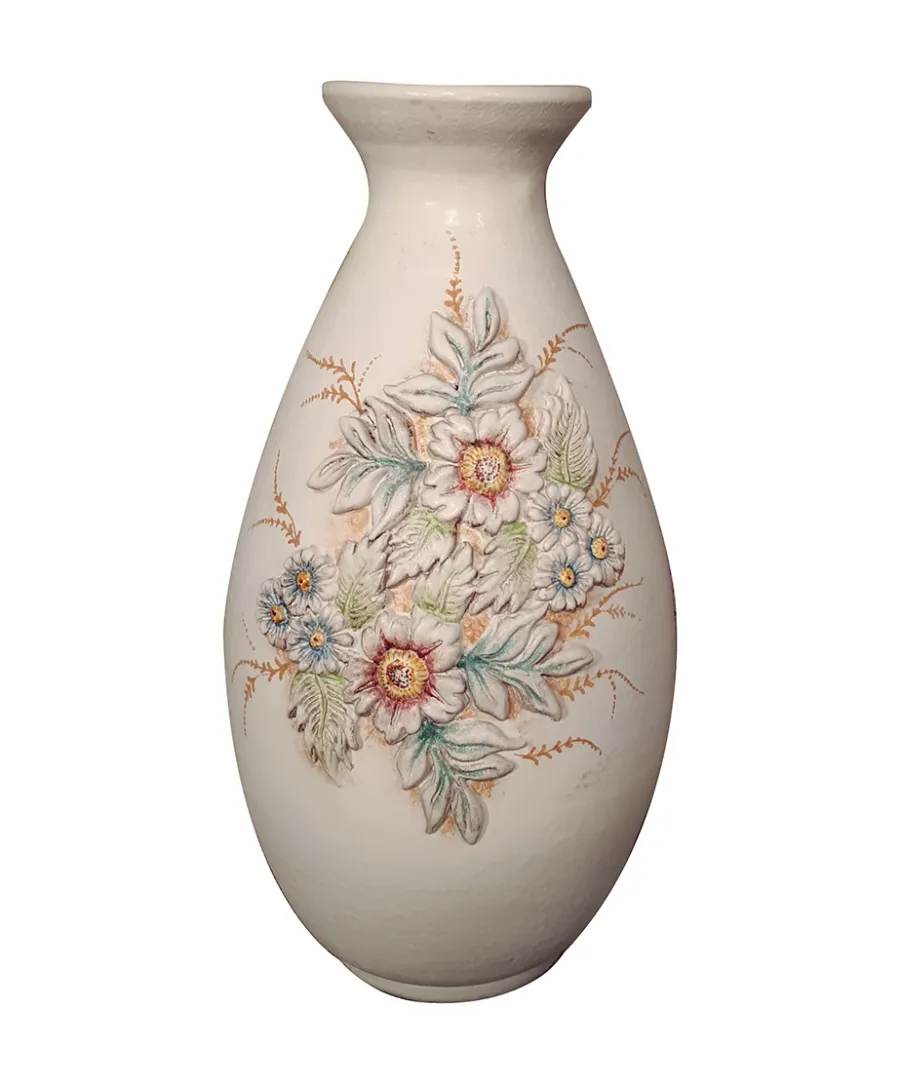obrazek 1 Piękny stylowy włoski ceramiczny wazon z wyjątkowym kwiatowym zdobieniem