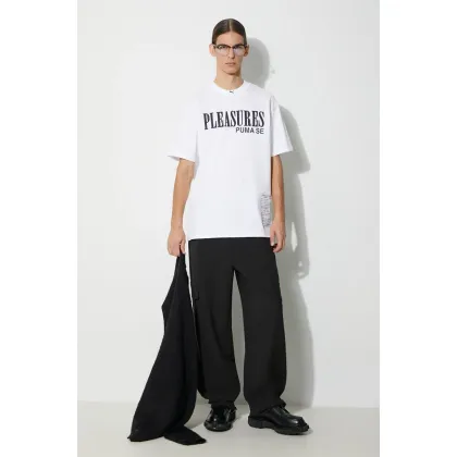 Zdjęcie Puma t-shirt bawełniany PUMA x PLEASURES Typo Tee męski kolor biały z nadrukiem 620878