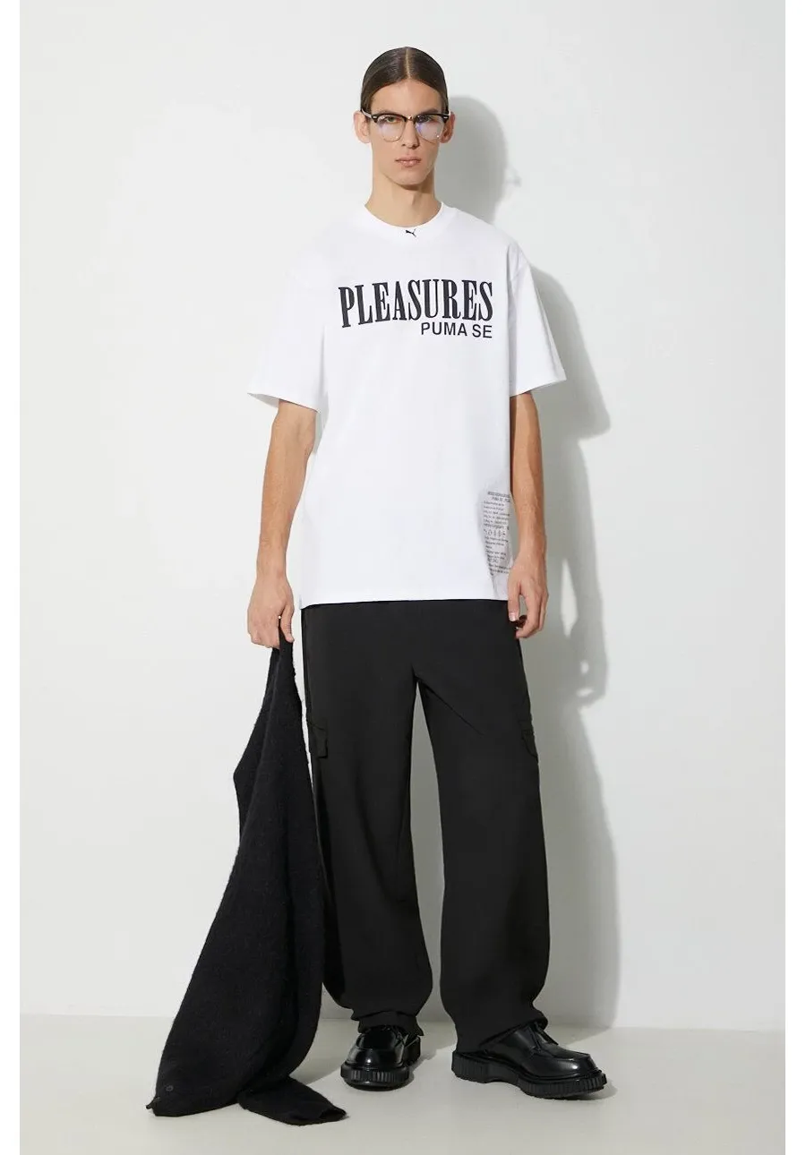 obrazek 1 Puma t-shirt bawełniany PUMA x PLEASURES Typo Tee męski kolor biały z nadrukiem 620878