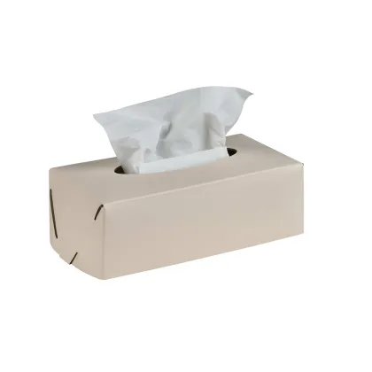 Zdjęcie Stylowe pudełko na chusteczki 23x12xH7,5 cm ze skóry w kolorze waniliowym