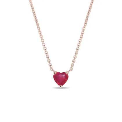 Zdjęcie Naszyjnik z różowego złota z rubinem w kształcie serca KLENOTA