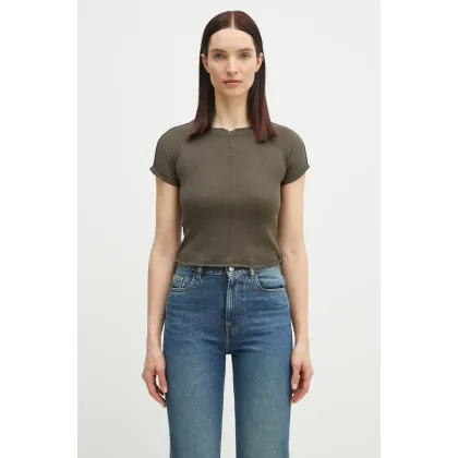 Zdjęcie Ottolinger t-shirt z domieszką lnu Deconstructed Linen kolor zielony 105-101106-01