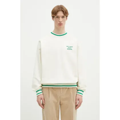 Zdjęcie Drôle de Monsieur bluza bawełniana Le Sweatshirt Slogan Sport męska kolor beżowy z nadrukiem F-SW140-CO127-CM