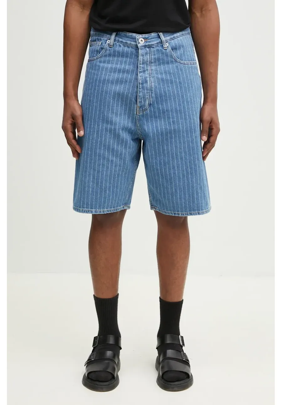 obrazek 1 Drôle de Monsieur szorty jeansowe Le Short Baggy Rayures męskie kolor niebieski G-BS147-CO179-LBE