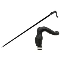 Zdjęcie Elegancka czarna laska z uchwytem w kształcie gumowanego węża - Pasotti