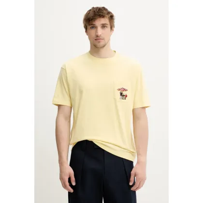 Zdjęcie Drôle de Monsieur t-shirt bawełniany Le T-Shirt Parasol męski kolor żółty z aplikacją G-TS242-CO165-BAN