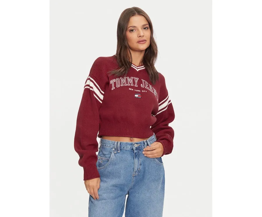 obrazek 1 Tommy Jeans Sweter Varsity DW0DW18692 Czerwony Relaxed Fit
