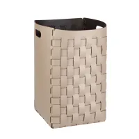 Zdjęcie Skórzany pleciony duży kosz 35x35xH57 cm w kolorze cappuccino