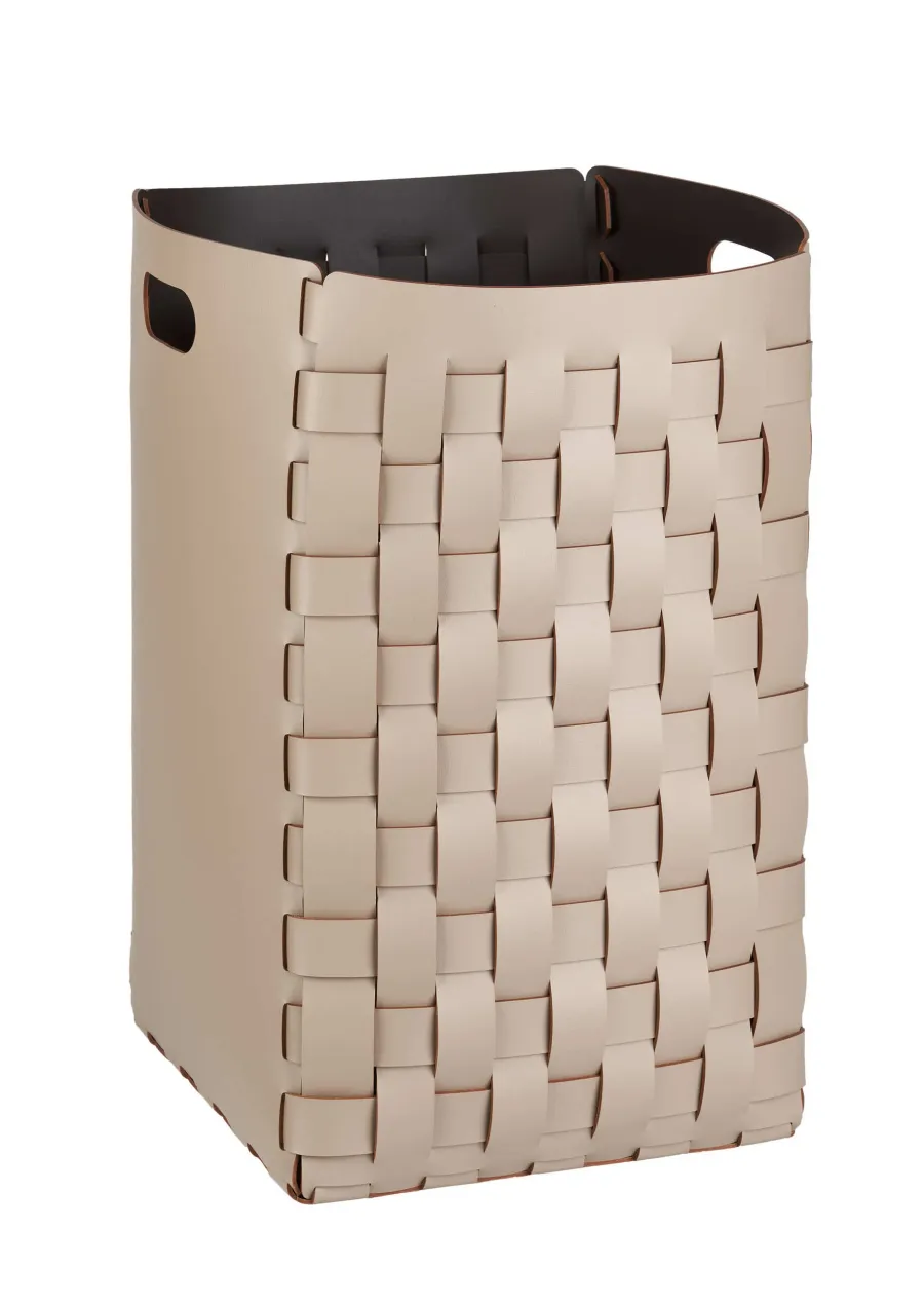 obrazek 1 Skórzany pleciony duży kosz 35x35xH57 cm w kolorze cappuccino