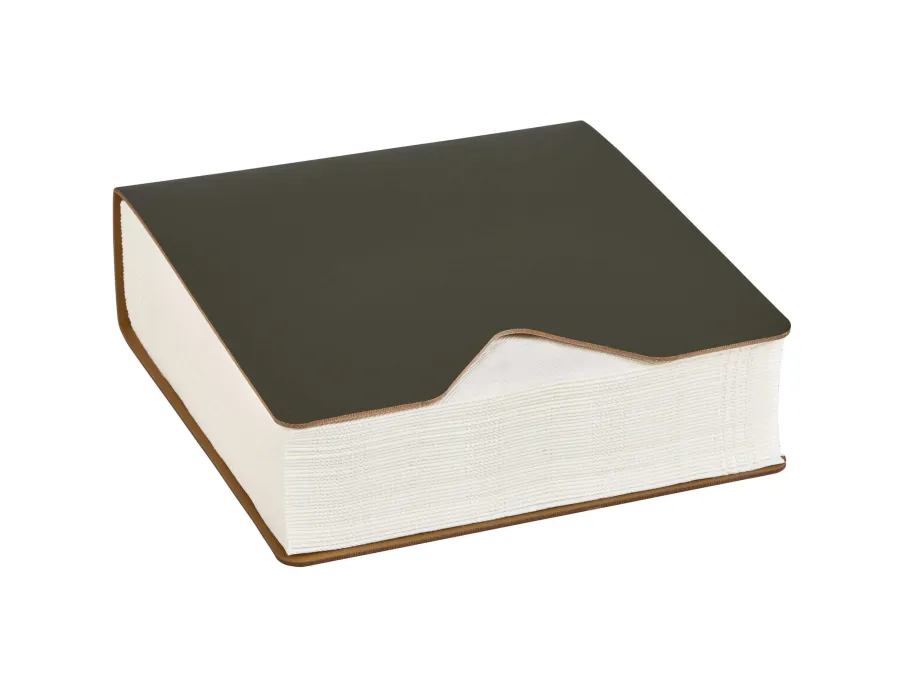 obrazek 1 Stylowy oliwkowy uchwyt na chusteczki 13x13xH3,8 cm wykonany ze skóry