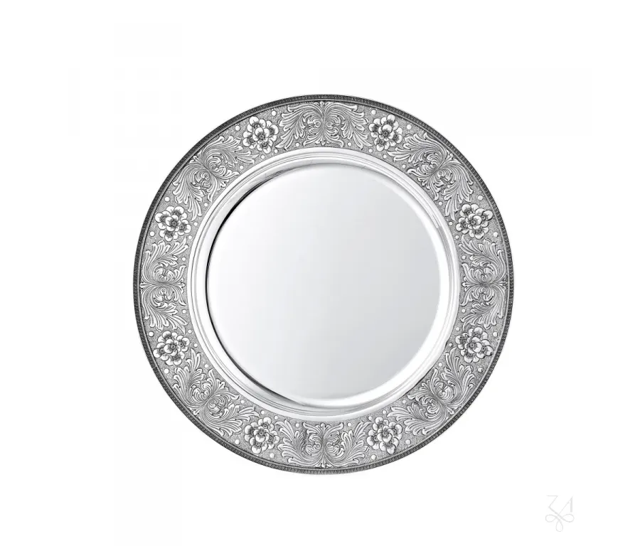 obrazek 1 Okrągły srebrny talerz o pięknym ornamencie - Zaramella Argenti