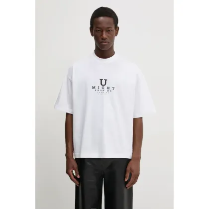 Zdjęcie VETEMENTS t-shirt bawełniany U Might Know Me Cropped Boxy kolor biały z nadrukiem UA66TR760W