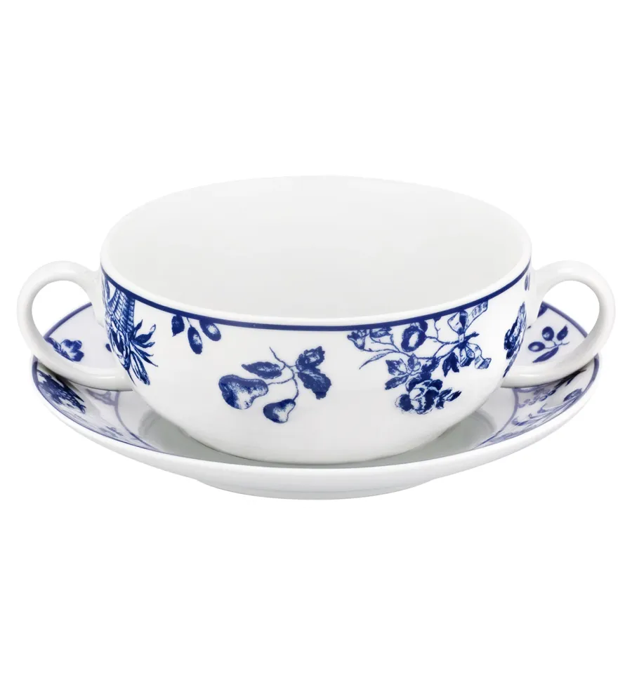 obrazek 1 Porcelanowa filiżanka ze spodkiem Chintz Azul z motywem roślinnym - Vista Alegre