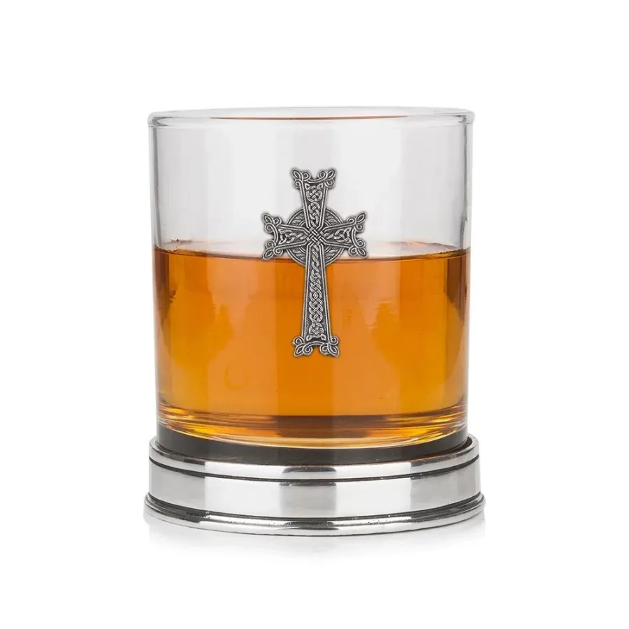 obrazek 1 Szklanka do whisky z wyjątkowym krzyżem z pewteru – stylowy prezent