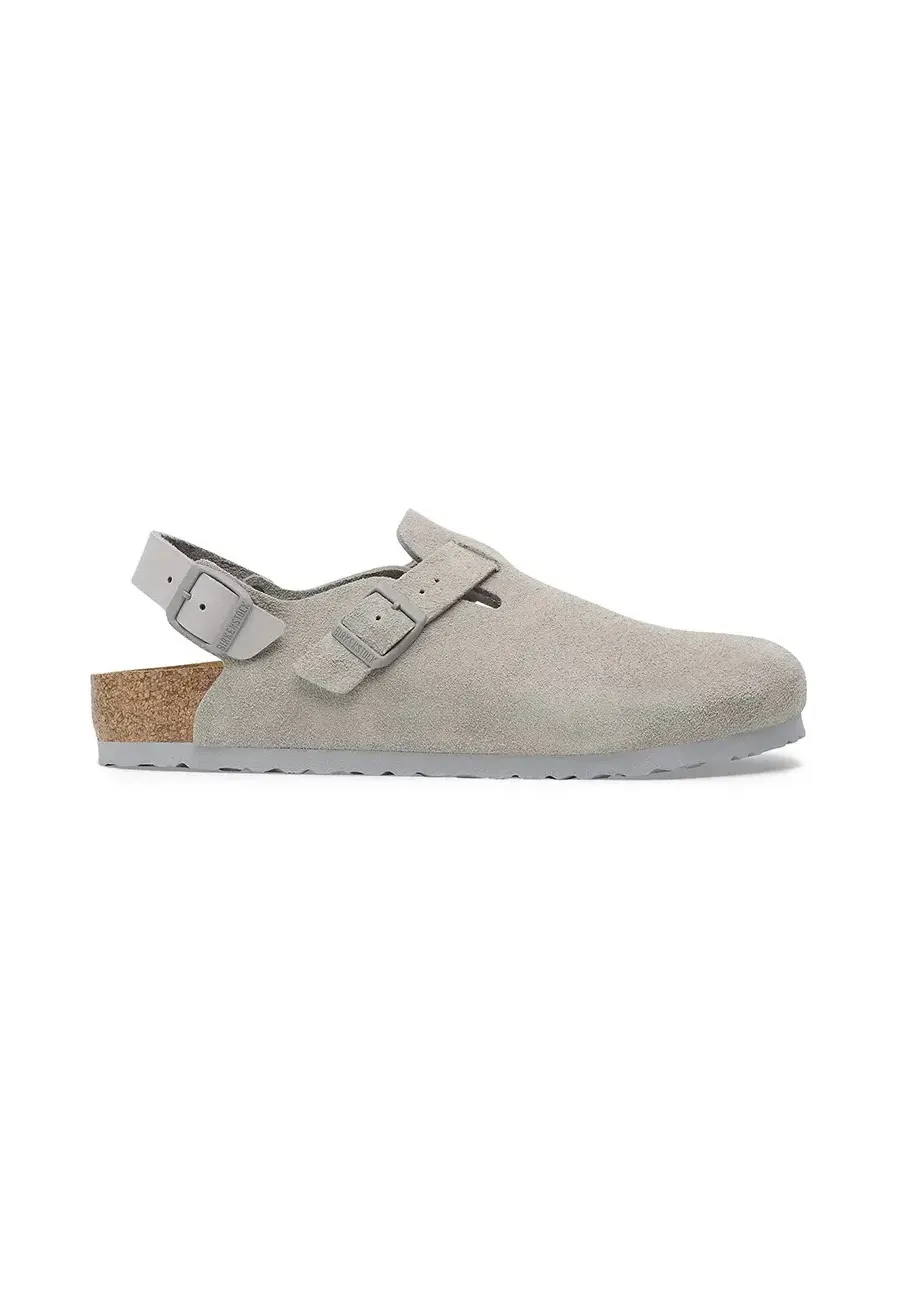 obrazek 1 Birkenstock klapki zamszowe Tokio LEVE męskie kolor szary 1028359